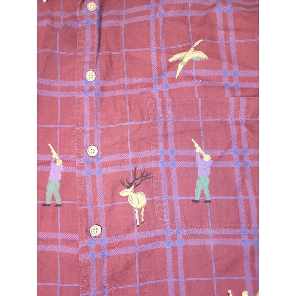 Thorton Bay Corduroy Contrast Collar Button Up Shirt Duck/Deer Hunting Print XL - Picture 4 of 15